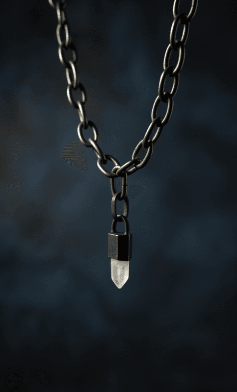 Catena e pendente in argento 925 con punta di quarzo grezzo — montatura artigianale